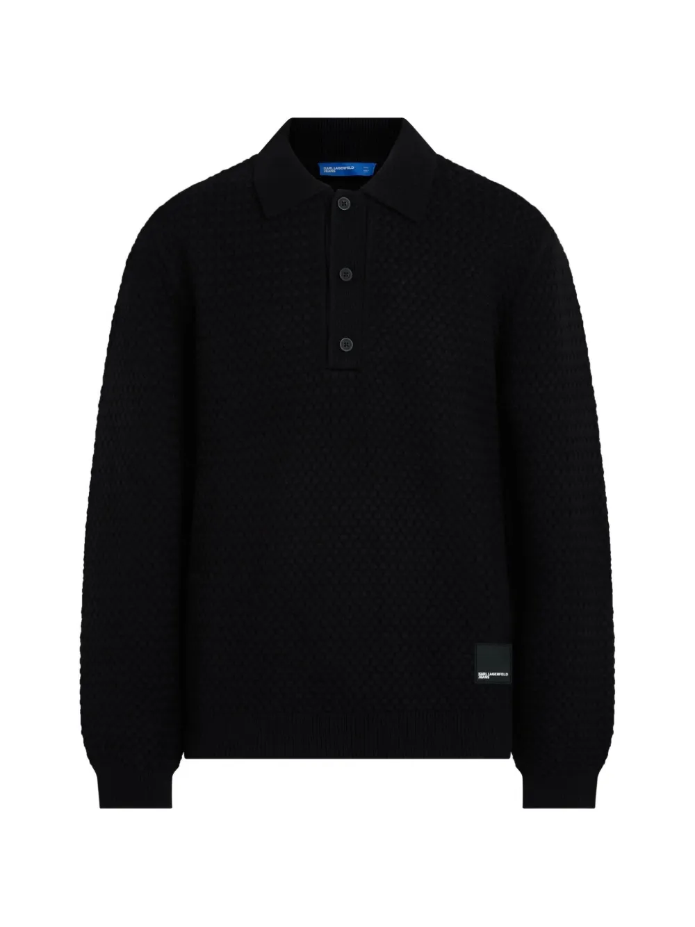 Karl Lagerfeld Jeans Gebreid poloshirt met lange mouwen Zwart