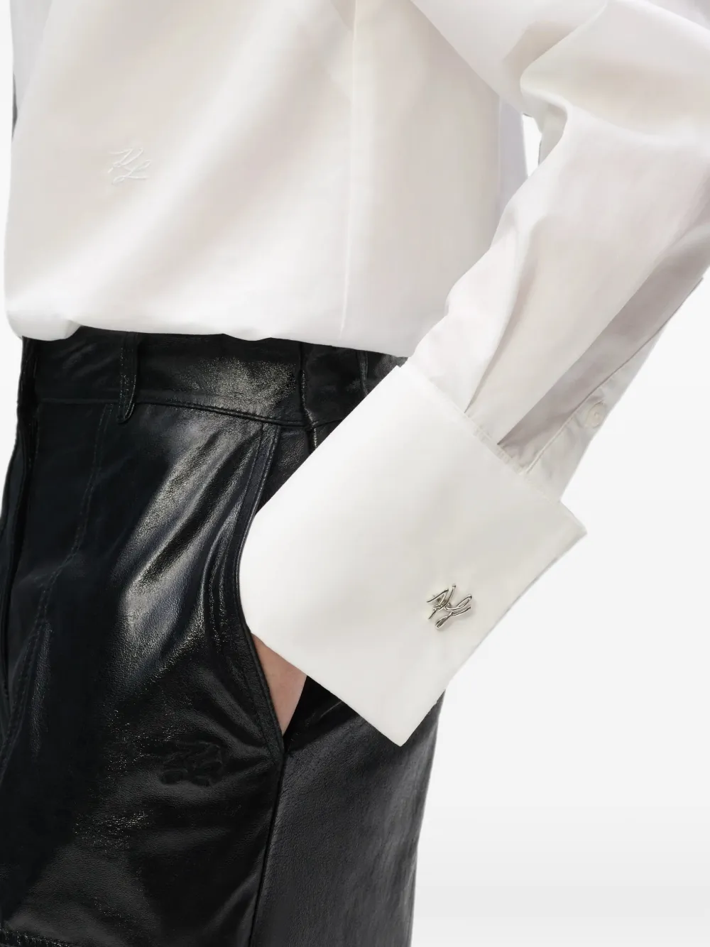 Karl Lagerfeld Blouse met hoge hals Wit