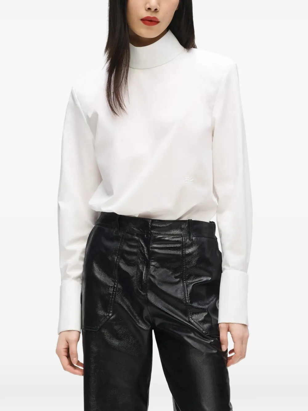 Karl Lagerfeld Blouse met hoge hals Wit