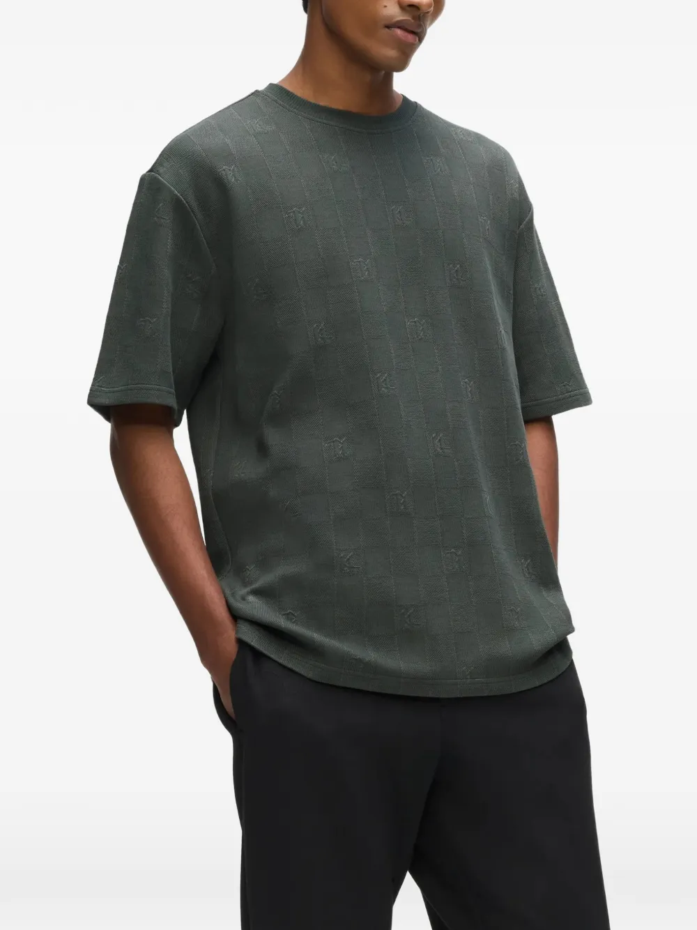Karl Lagerfeld Monogram Checked T-shirt In Multi