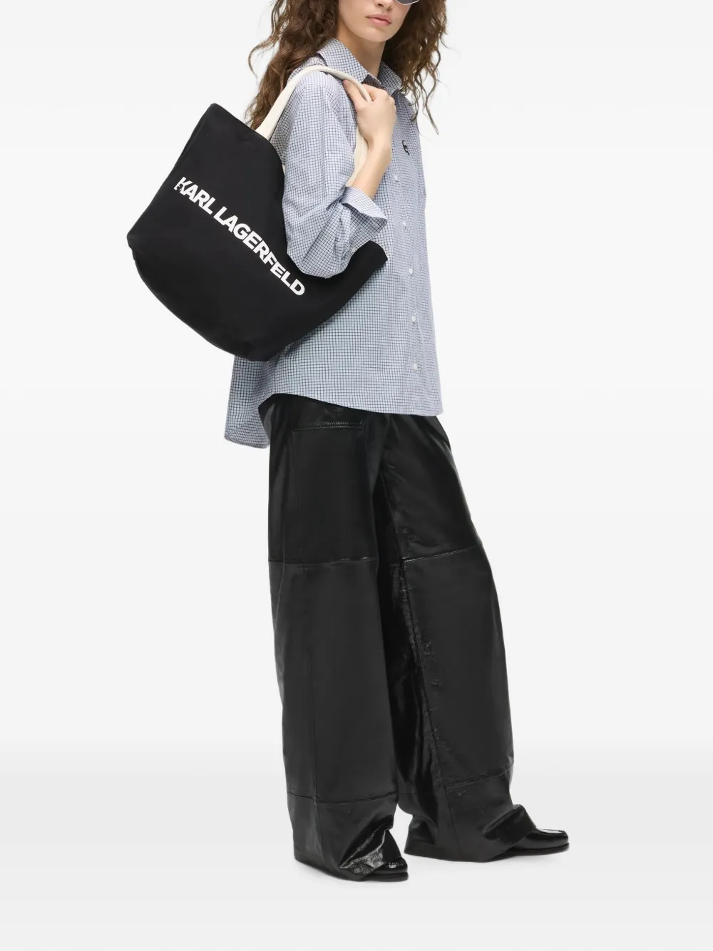 Karl Lagerfeld Ikon Karl and Choupette omkeerbare shopper Beige