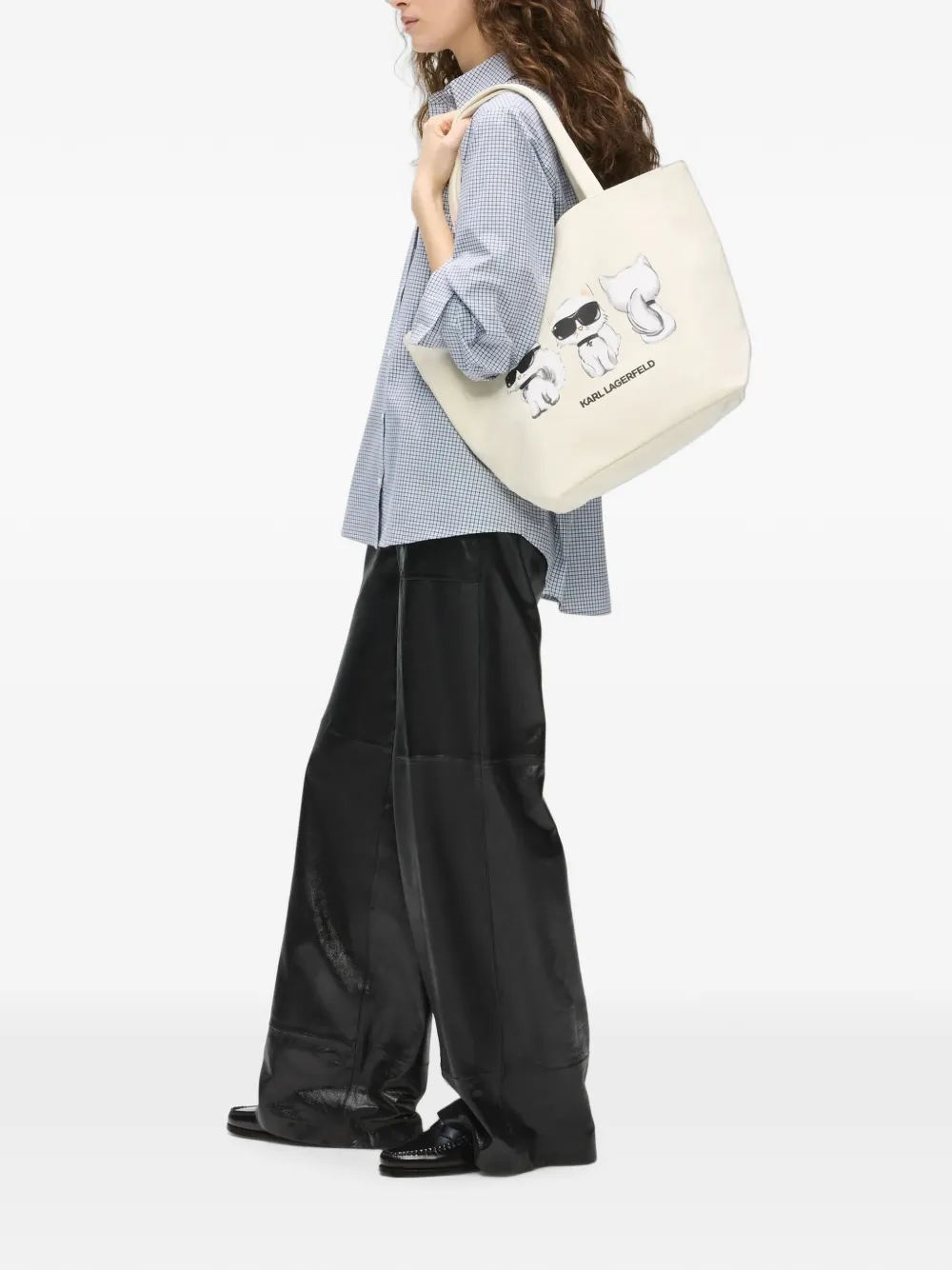 Karl Lagerfeld Ikon Karl and Choupette omkeerbare shopper Beige