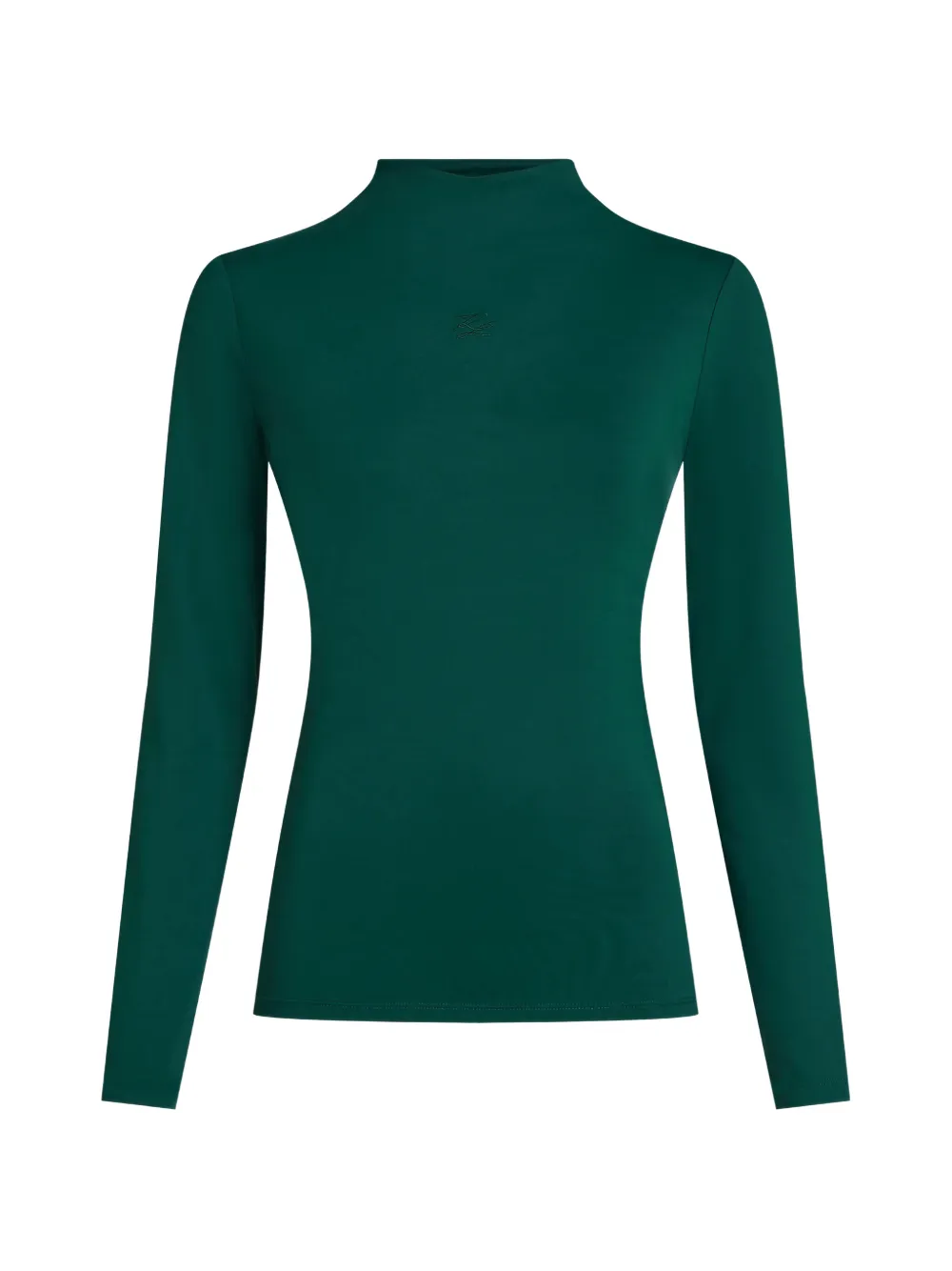 Karl Lagerfeld Top a maniche lunghe con collo rialzato - Verde