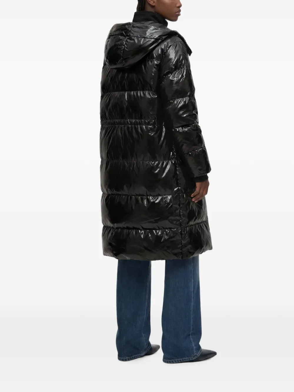 Karl Lagerfeld Jeans long shiny puffer jacket Zwart