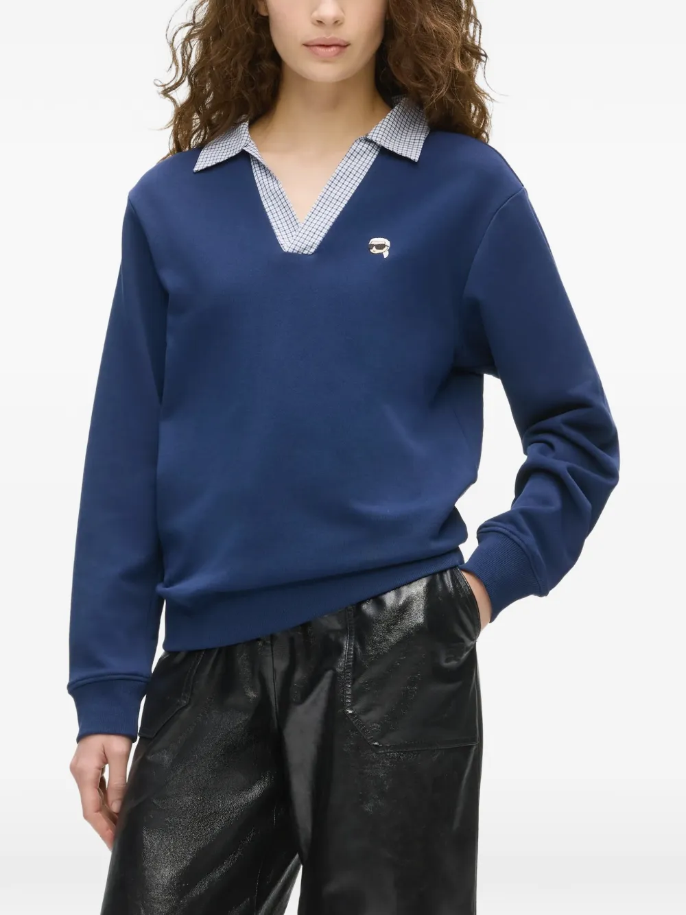 Karl Lagerfeld Ikon sweater met V-hals Blauw