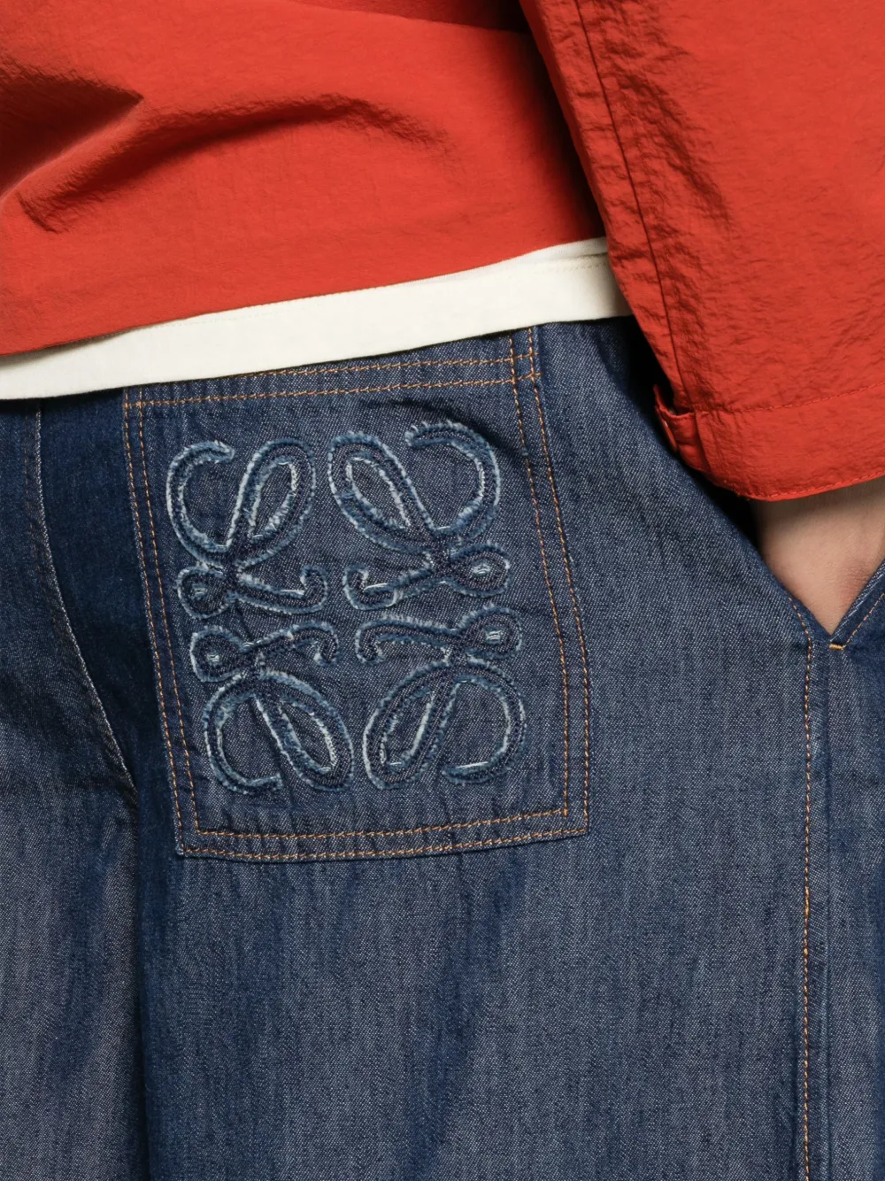 LOEWE Shorts met geborduurd Anagram en trekkoord Blauw