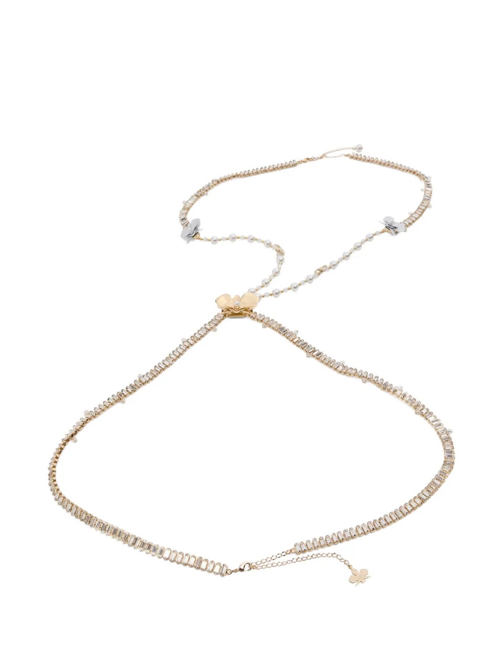 Genny Floral-detail Crystal-embellished Necklace In Gold