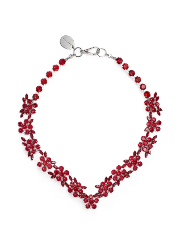 Simone Rocha V-line Floral Necklace in Red