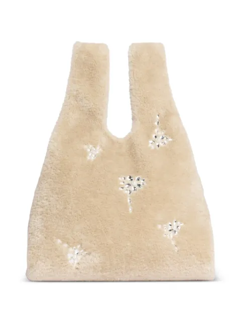 Simone Rocha embellished faux-fur tote bag