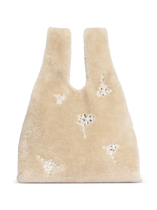 Simone Rocha Embellished Faux-fur Tote Bag in Neutrals