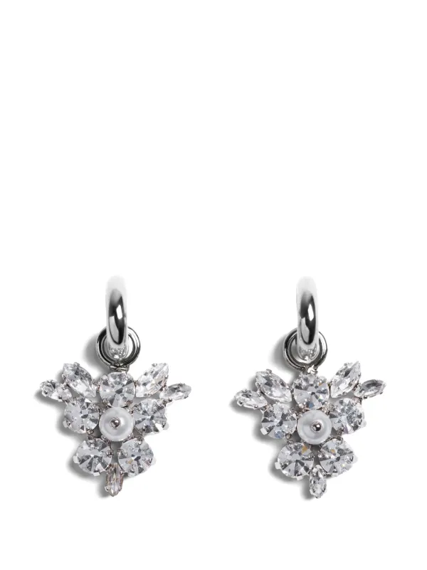 Simone Rocha Frond Crystal-embellished Hoop Earrings in Silver