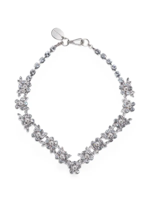 Simone Rocha V-line Floral Necklace in Silver