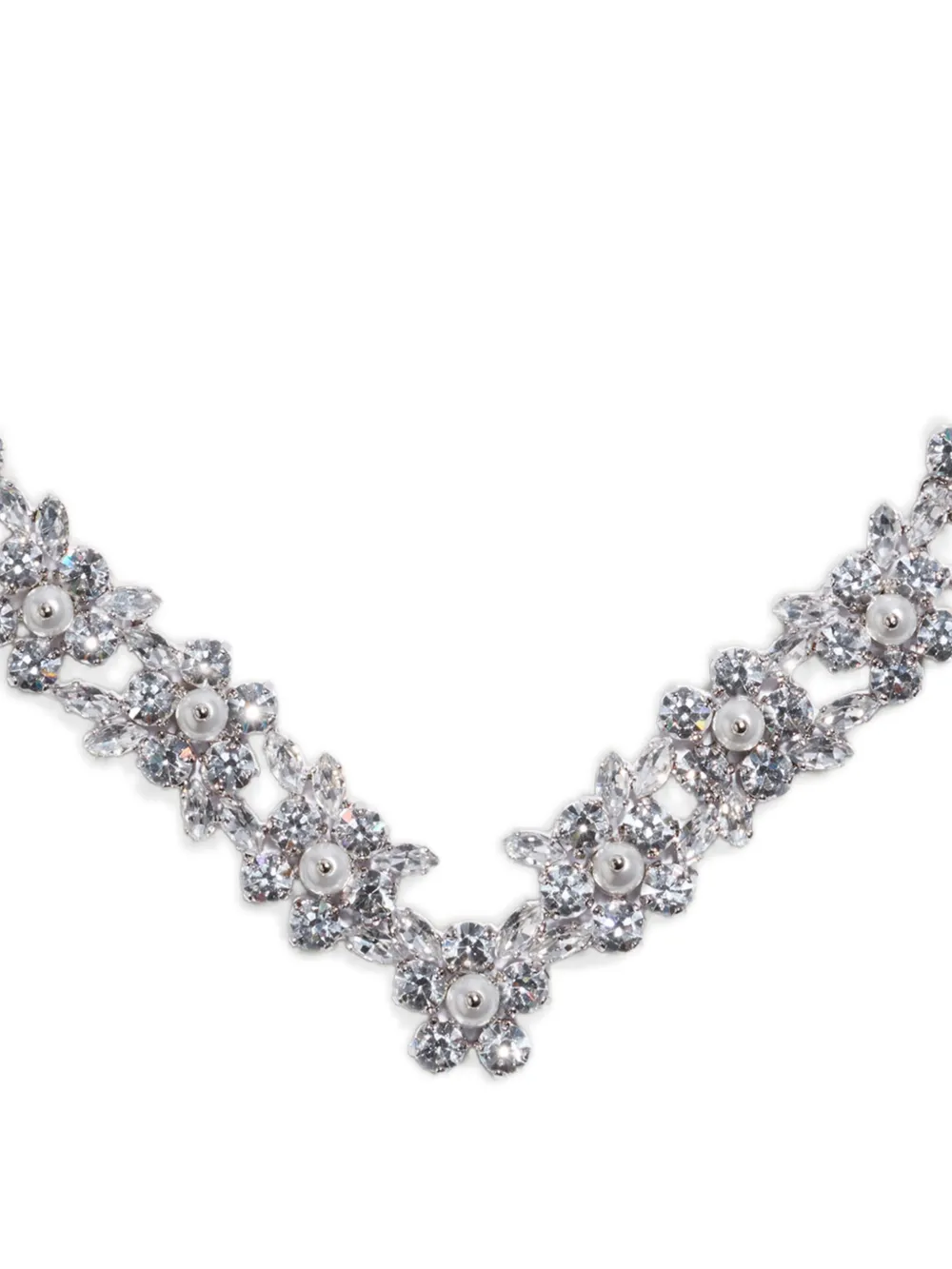 Simone Rocha V-line Floral Necklace in Silver, view 2