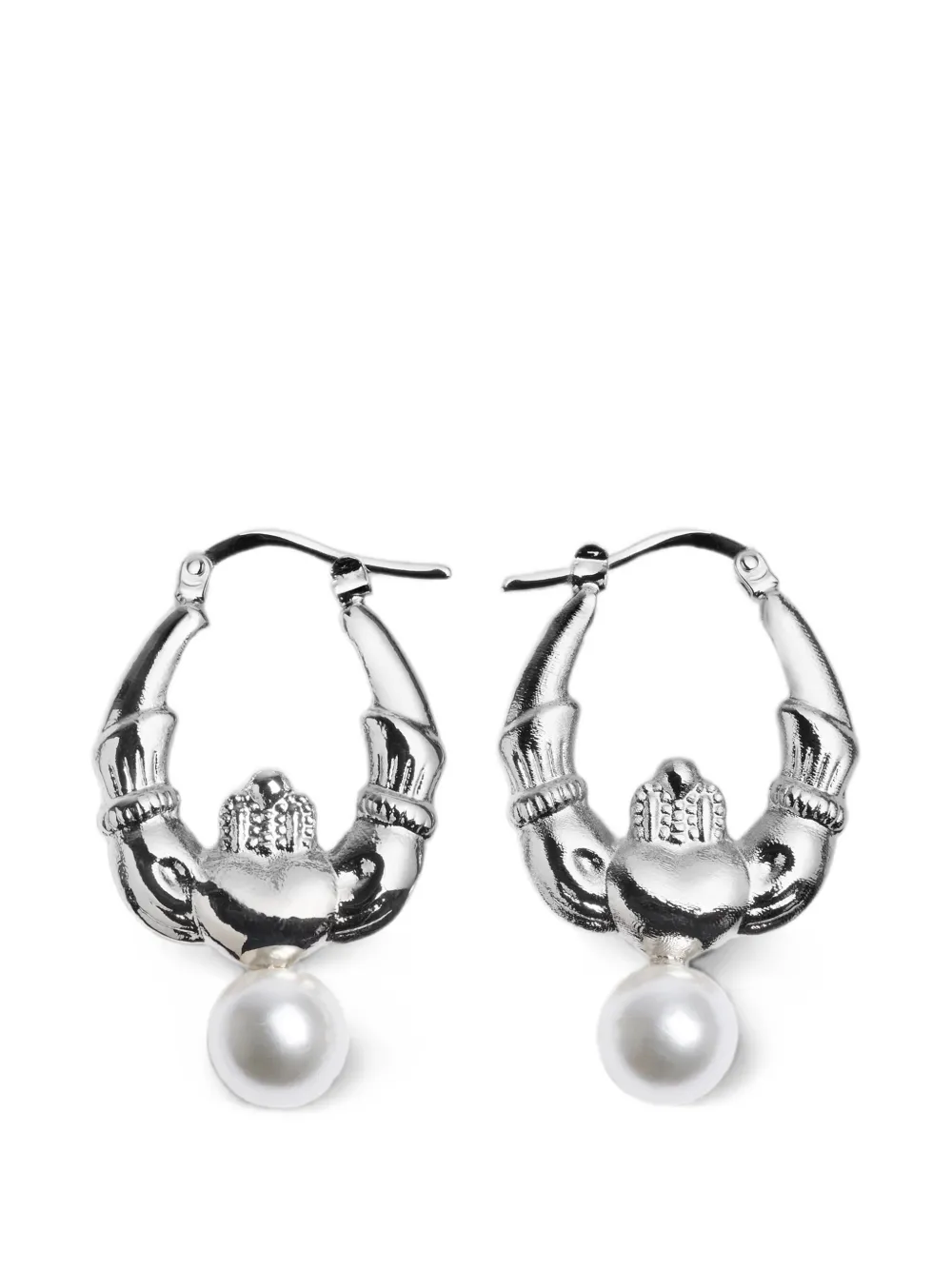Simone Rocha Claddagh hoop earrings - Argento