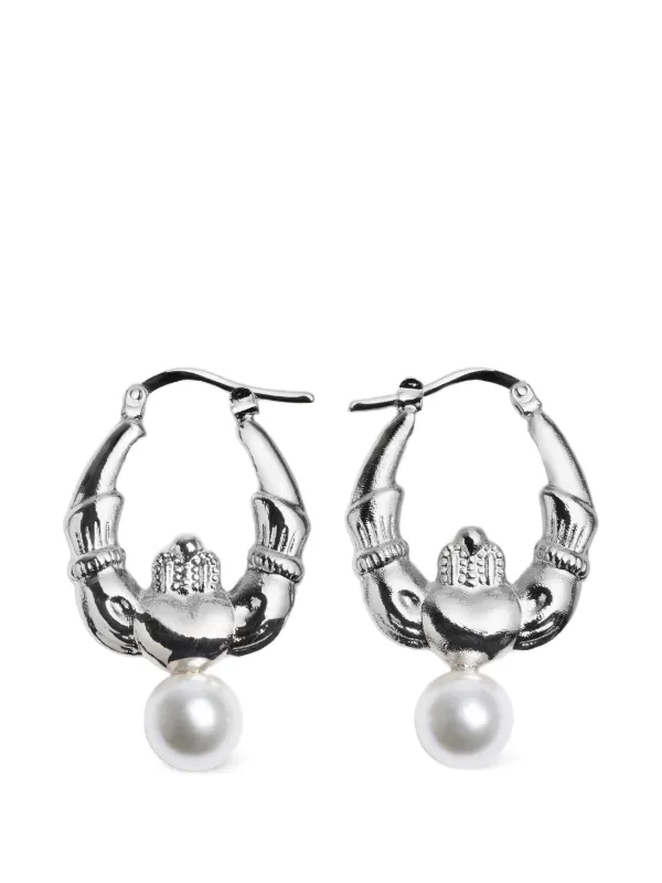Simone Rocha Claddagh Hoop Earrings in Silver