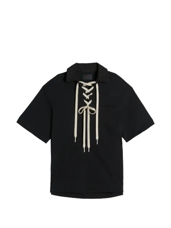 Simone Rocha lace-up Rugby Polo Shirt | Black | FARFETCH