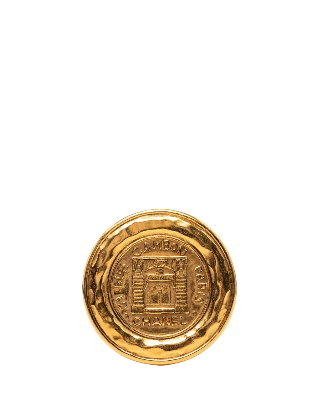 CHANEL Pre-Owned 1970-1980 Gold Plated 31 Rue Cambon Round Brooch costume brooch - Oro