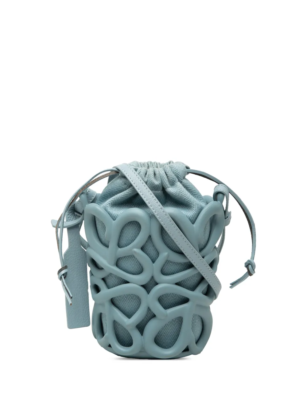 Loewe Pre-Owned 2023 Anagram Inflated Cutout Rubber and Canvas Pocket bucket bag - Blue