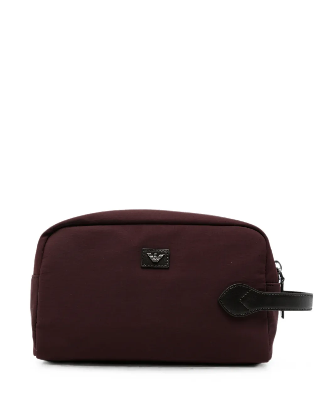 Emporio Armani logo-plaque wash bag - Braun
