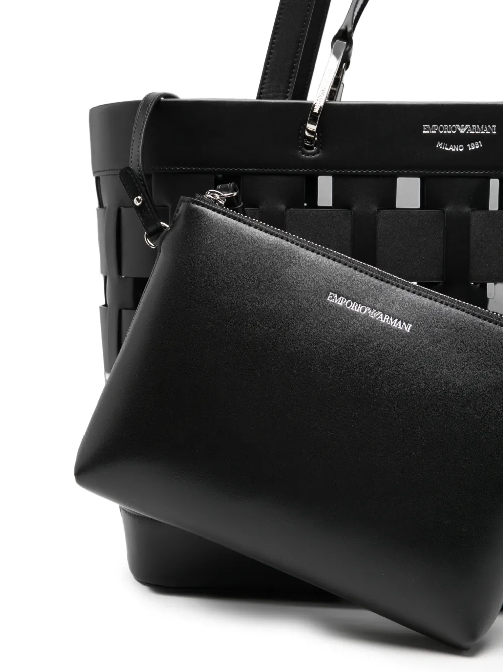 Emporio Armani Geweven shopper Zwart