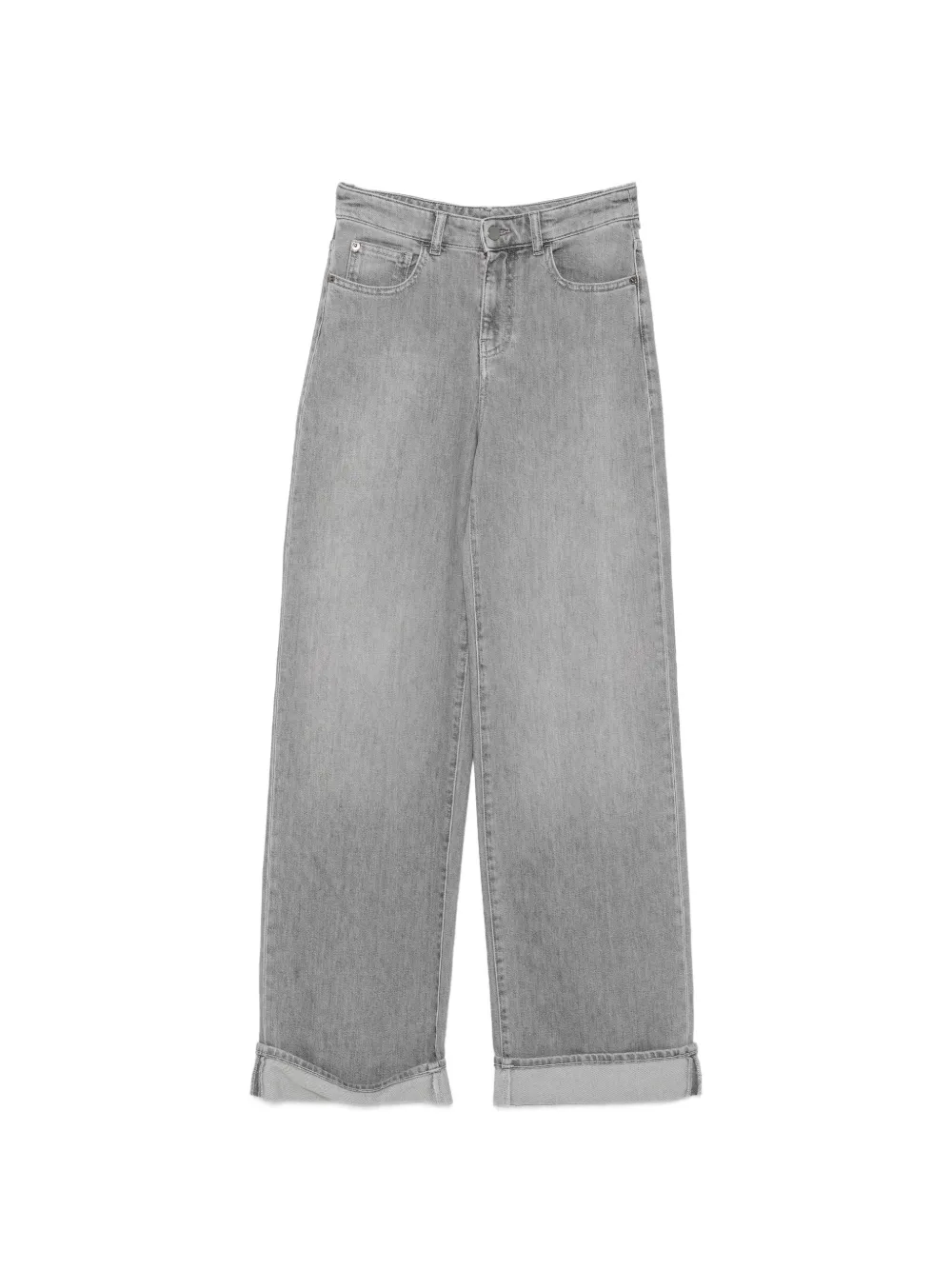 Emporio Armani logo-plaque turn-up jeans - Grau