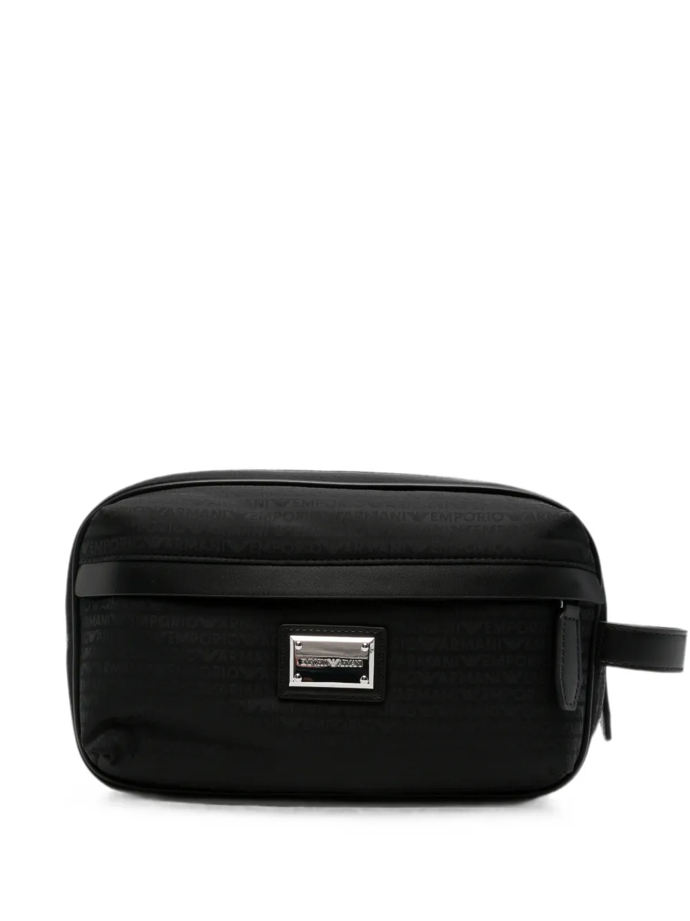 Emporio Armani logo-pattern wash bag - Nero