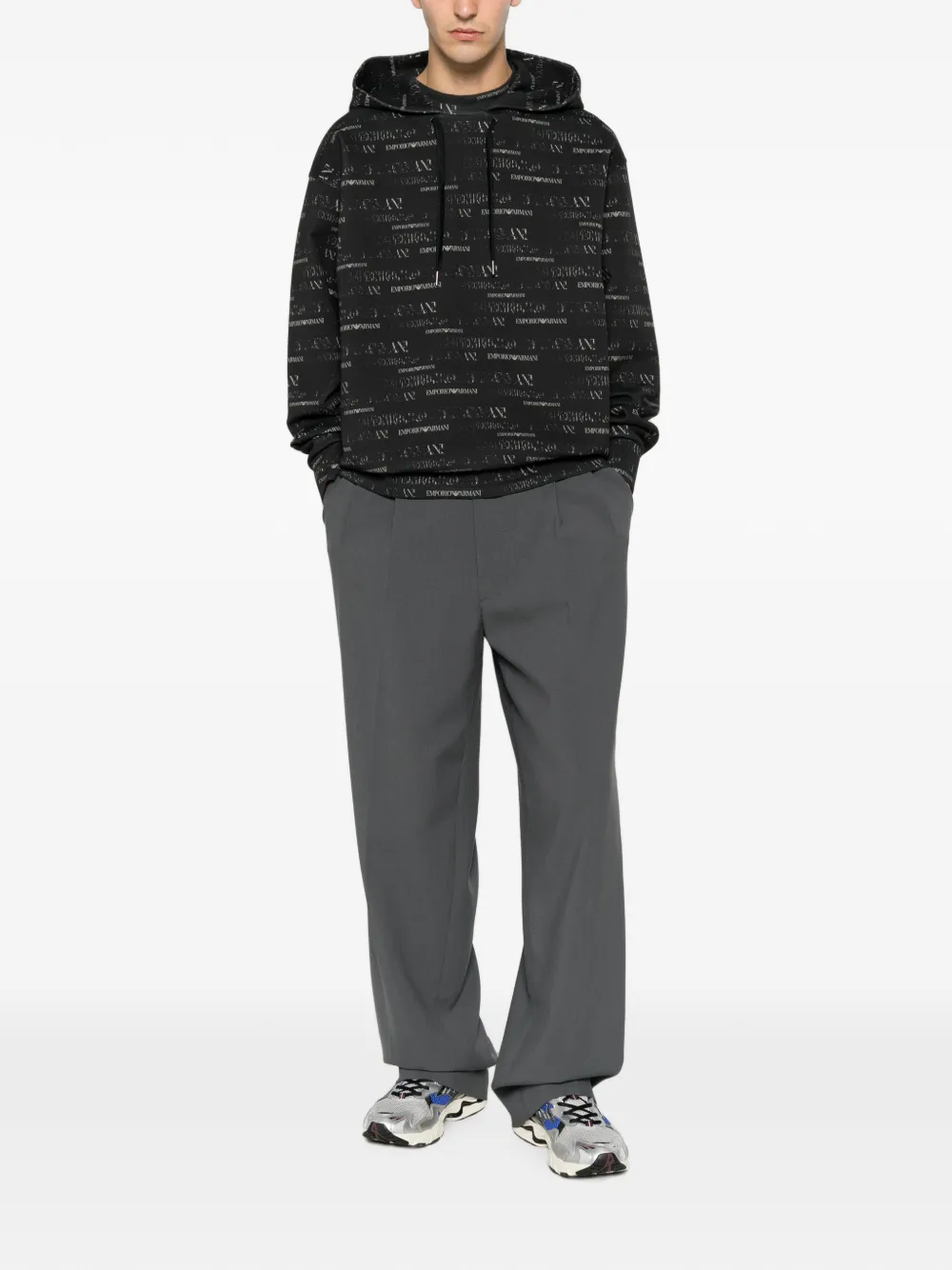 Emporio Armani Hoodie met trekkoord en logopatroon Zwart