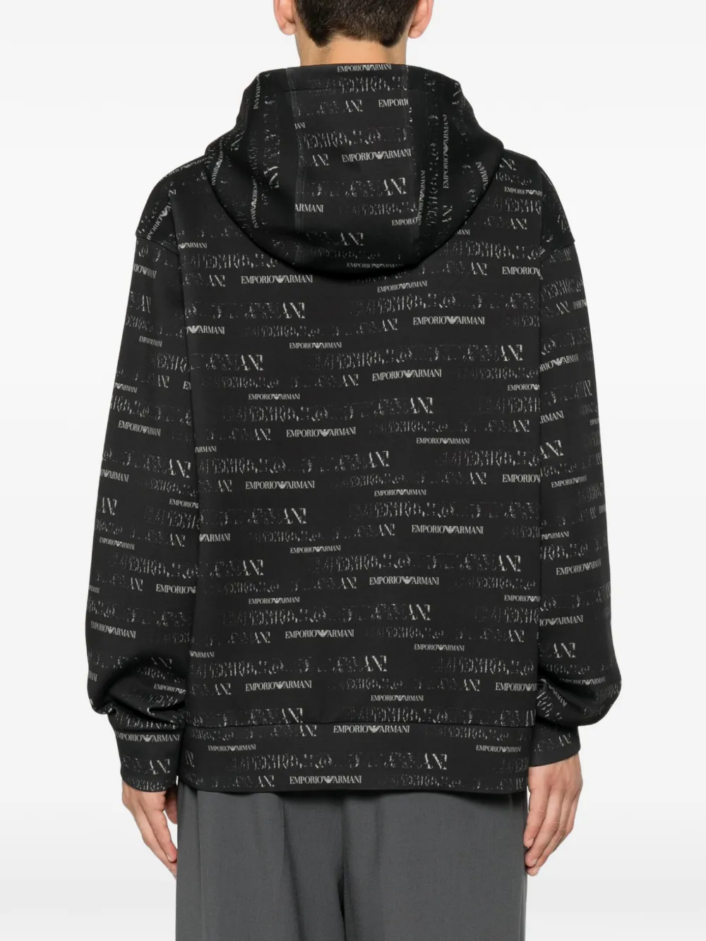 Emporio Armani Hoodie met trekkoord en logopatroon Zwart