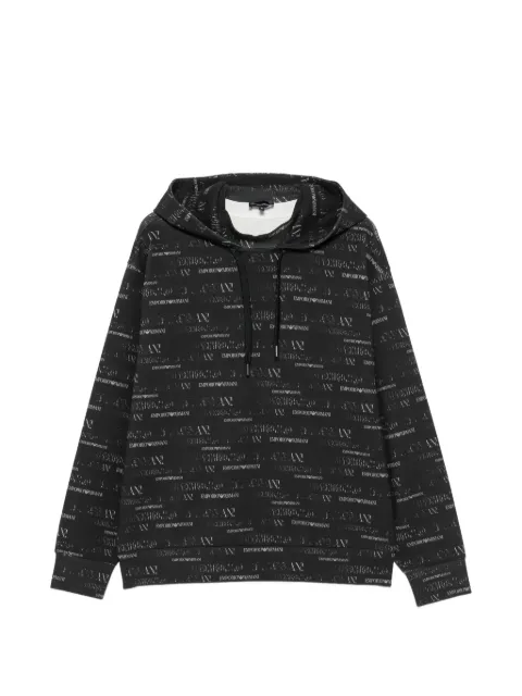 Emporio Armani double jersey hoodie with all-over logo print