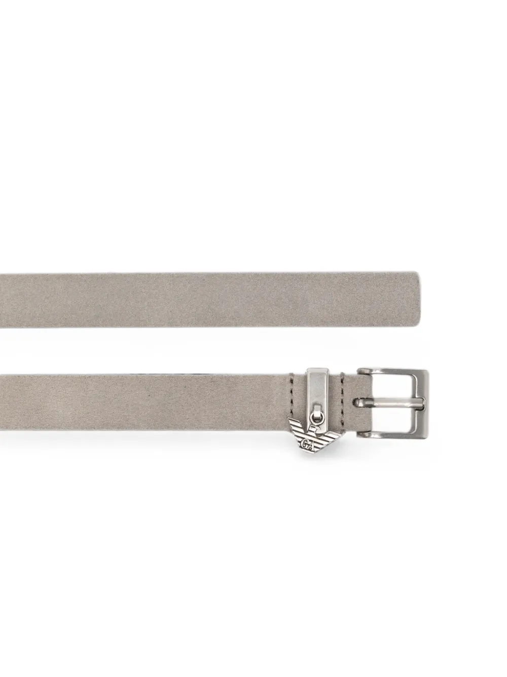 Emporio Armani Leren riem met logoplakkaat Beige