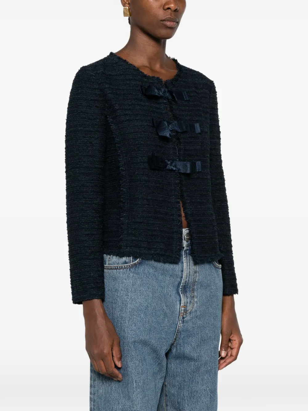 Emporio Armani Jack met strikdetail en franje Blauw