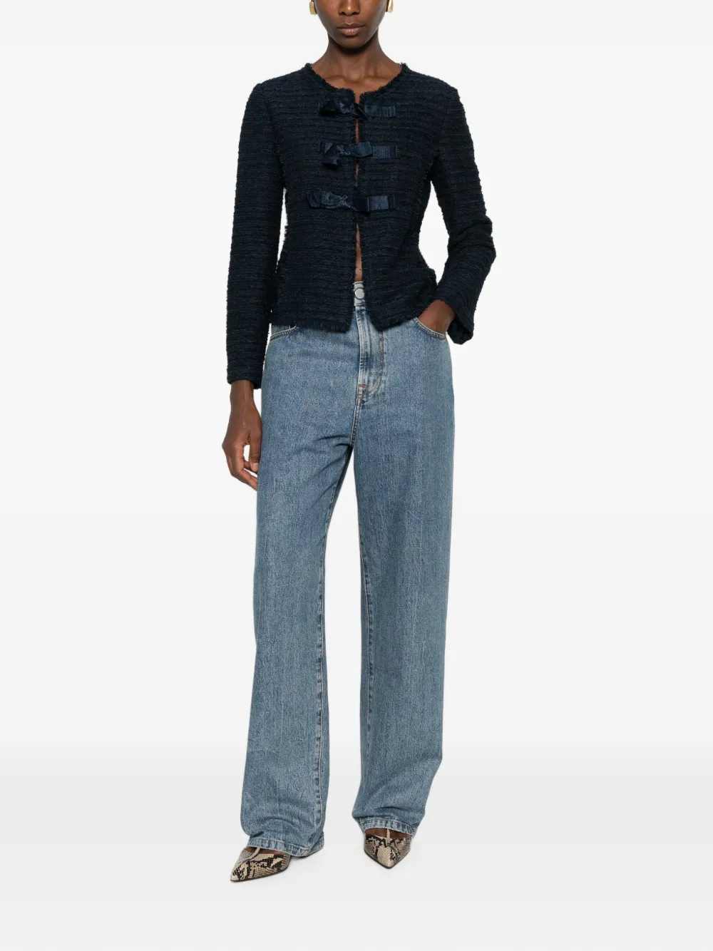 Emporio Armani Jack met strikdetail en franje Blauw
