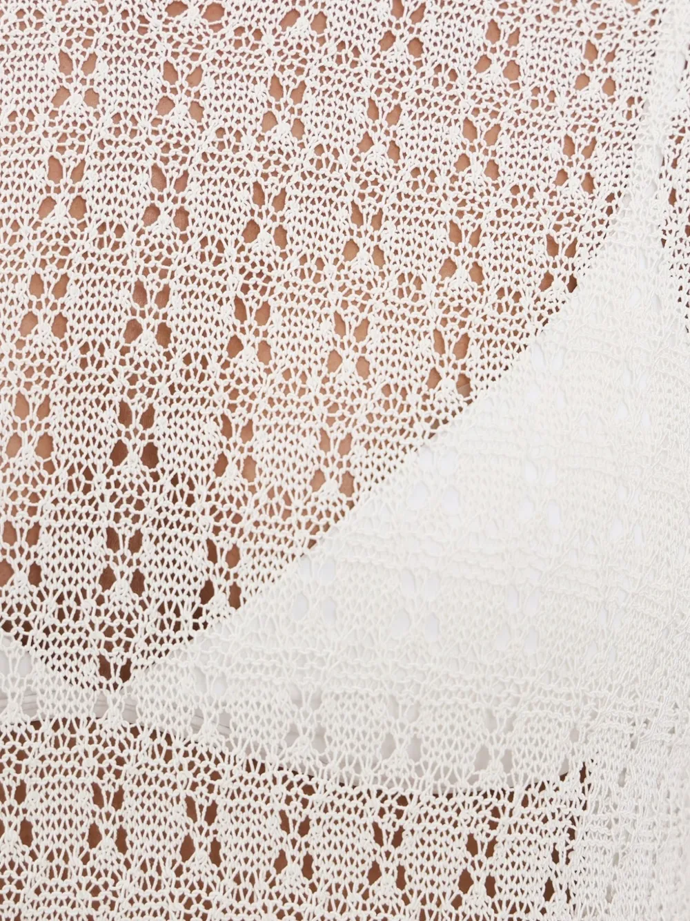 GANNI Pointelle gebreide jurk met franje Beige