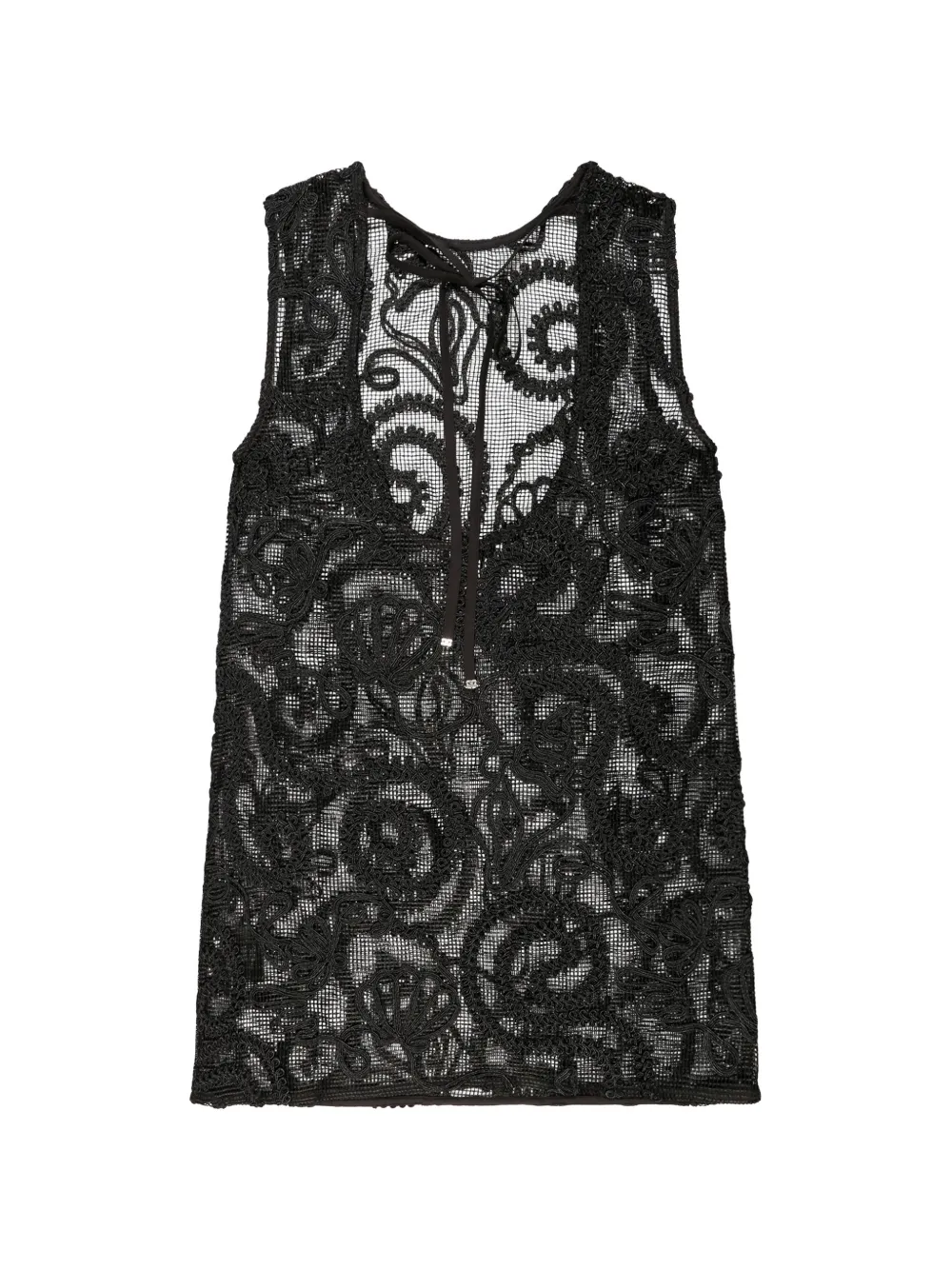GANNI embroidered net dress - Nero
