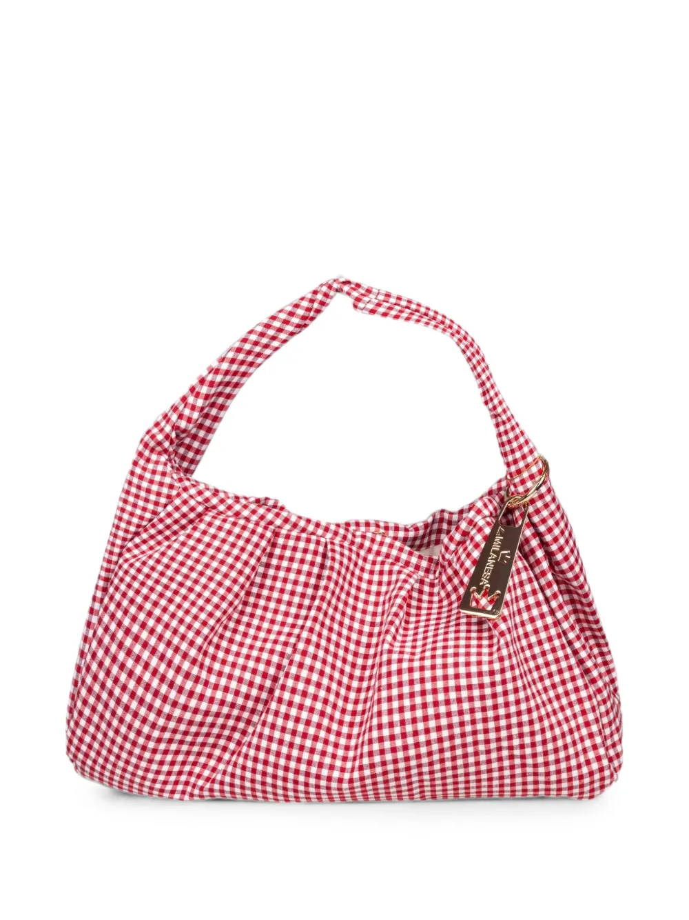 la milanesa large Aralia gingham-print shoulder bag - Rosso