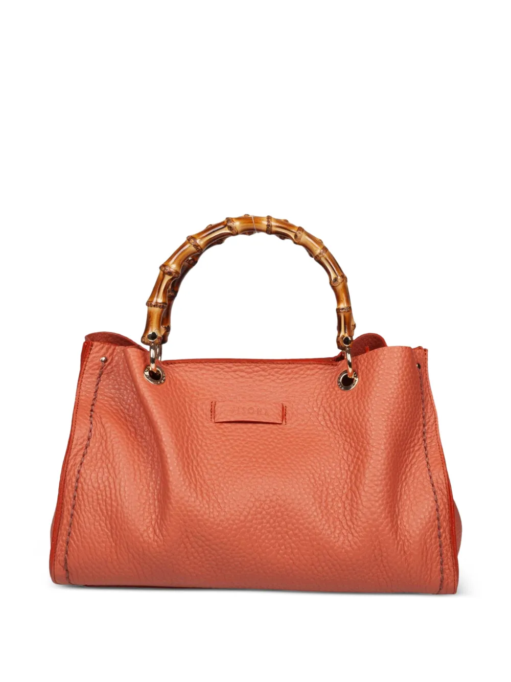 VISONA` Posillipo bamboo-handle leather tote bag - Arancione