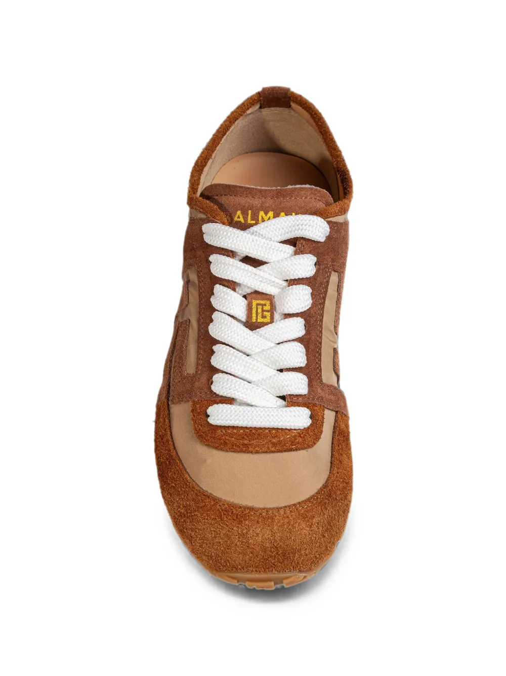 Balmain Racer 45 suede-panelled sneakers Bruin