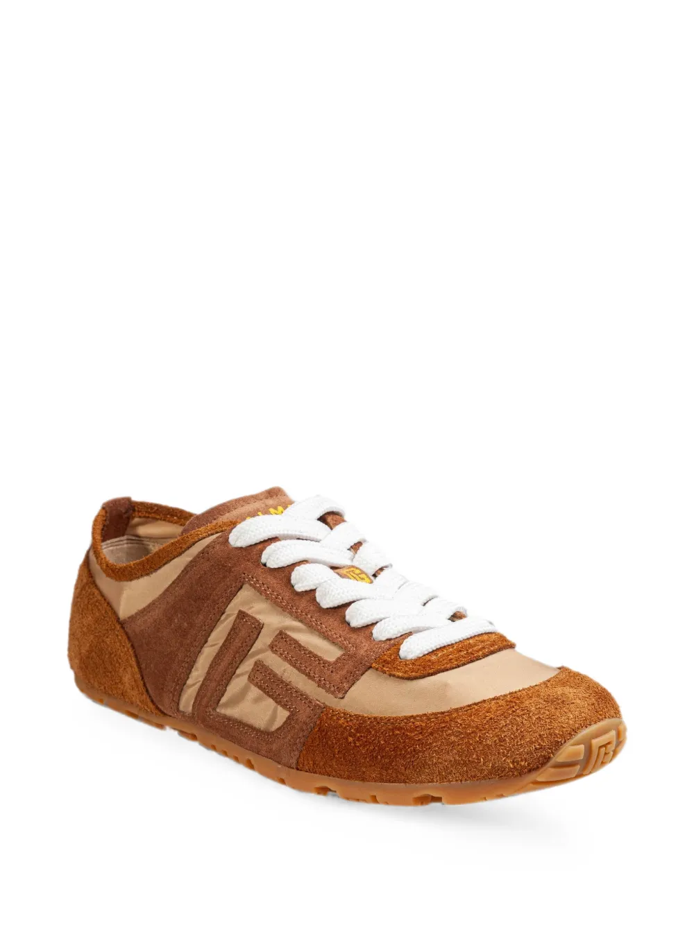 Balmain Racer 45 suede-panelled sneakers Bruin