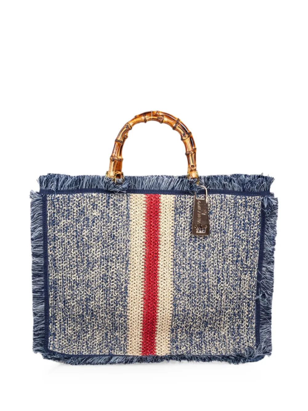 La Milanesa Ortensia Raffia Tote Bag In Blue