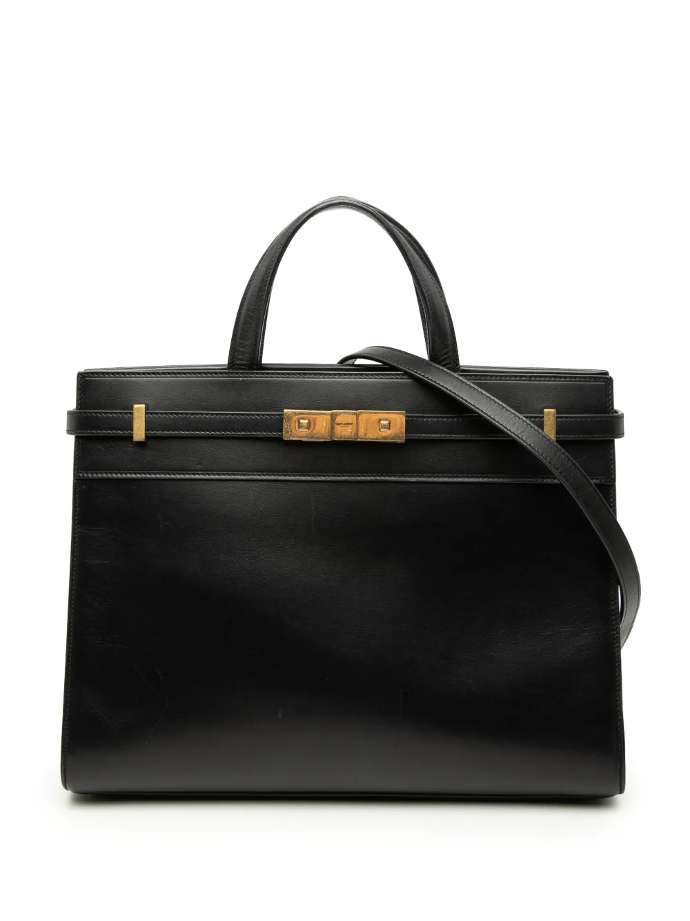 Saint Laurent Pre-Owned 2021 Medium Smooth Calfskin Manhattan Shopper Tote satchel - Nero