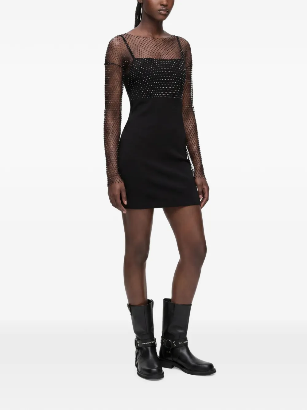 Karl Lagerfeld Jeans Mini-jurk verfraaid met stras Zwart