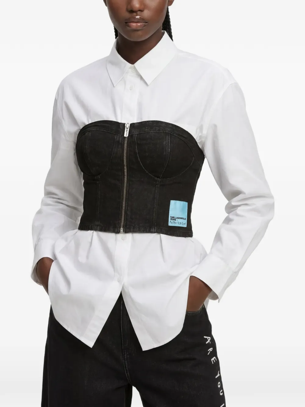 Karl Lagerfeld Jeans x Pietro Terzini denim bandeau top Zwart