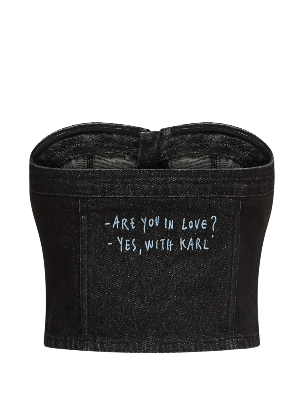 Karl Lagerfeld Jeans x Pietro Terzini denim bandeau top Zwart