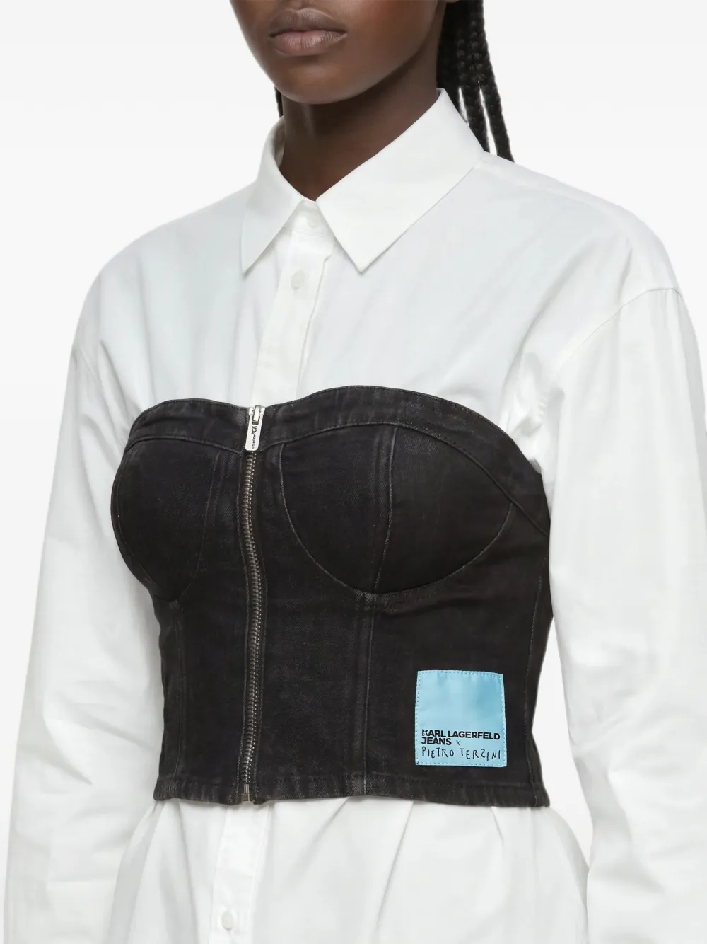 Karl Lagerfeld Jeans x Pietro Terzini denim bandeau top Zwart
