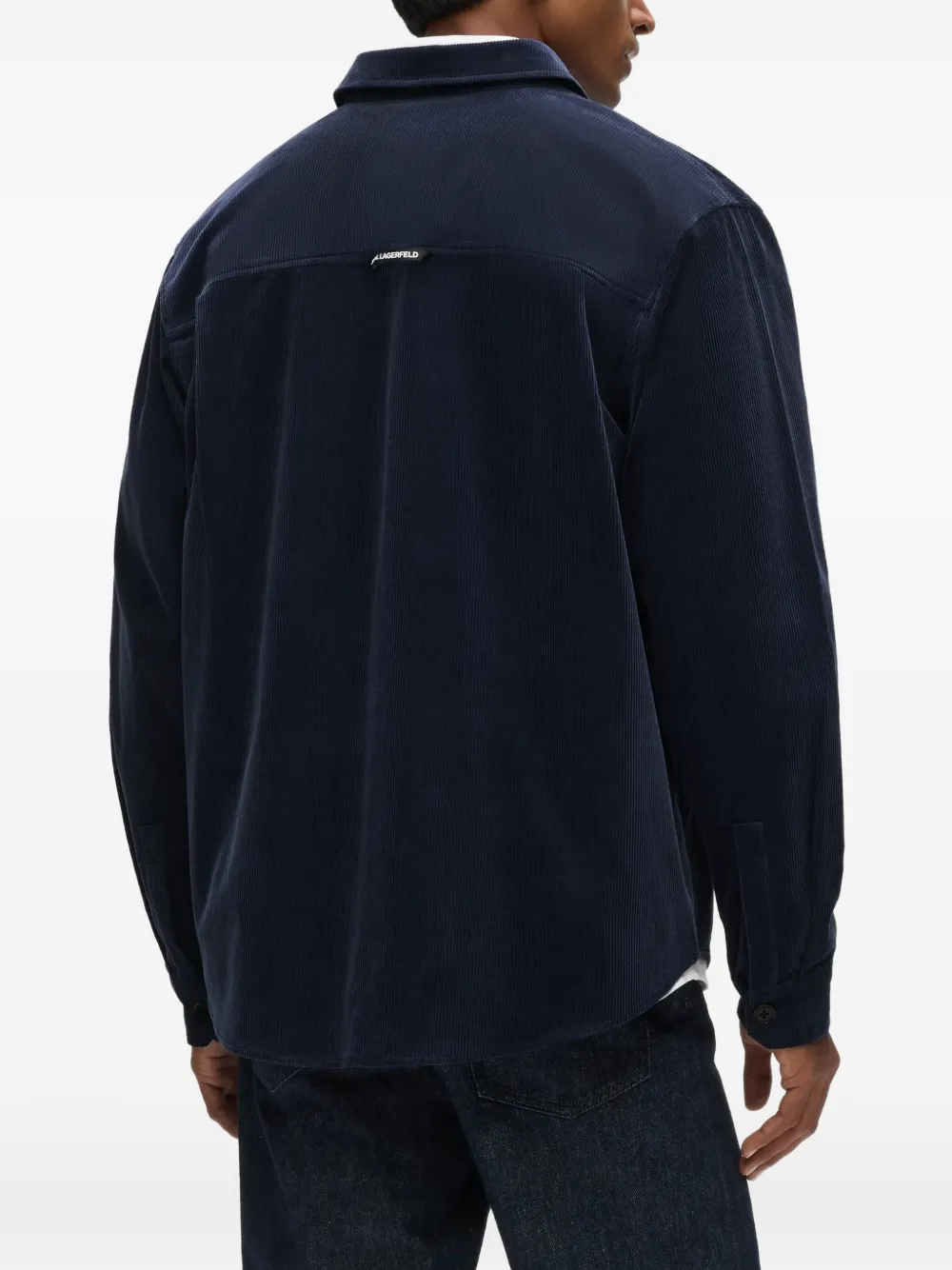 Karl Lagerfeld Overhemd met ribfluwelen zak Blauw