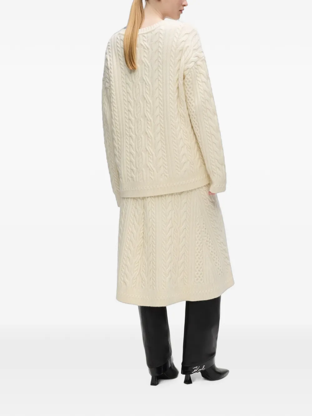 Karl Lagerfeld Kabelgebreide rok van wolblend Beige