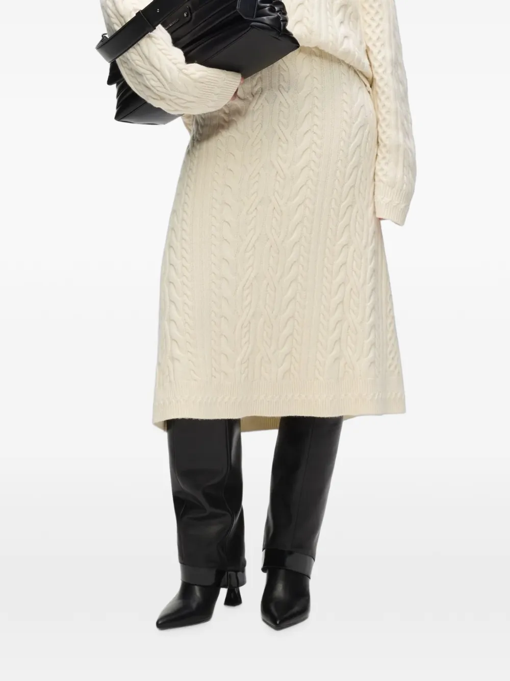 Karl Lagerfeld Kabelgebreide rok van wolblend Beige