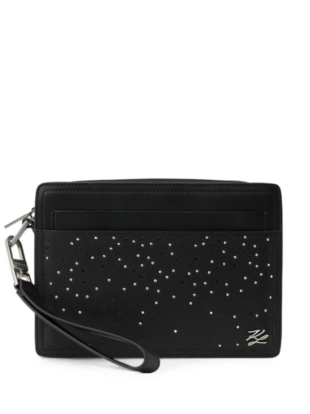 Karl Lagerfeld K/Autograph rhinestone pouch - Nero