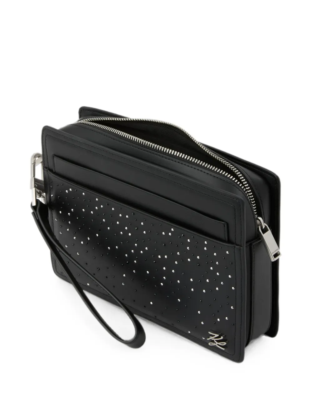 Karl Lagerfeld K Autograph rhinestone pouch Zwart