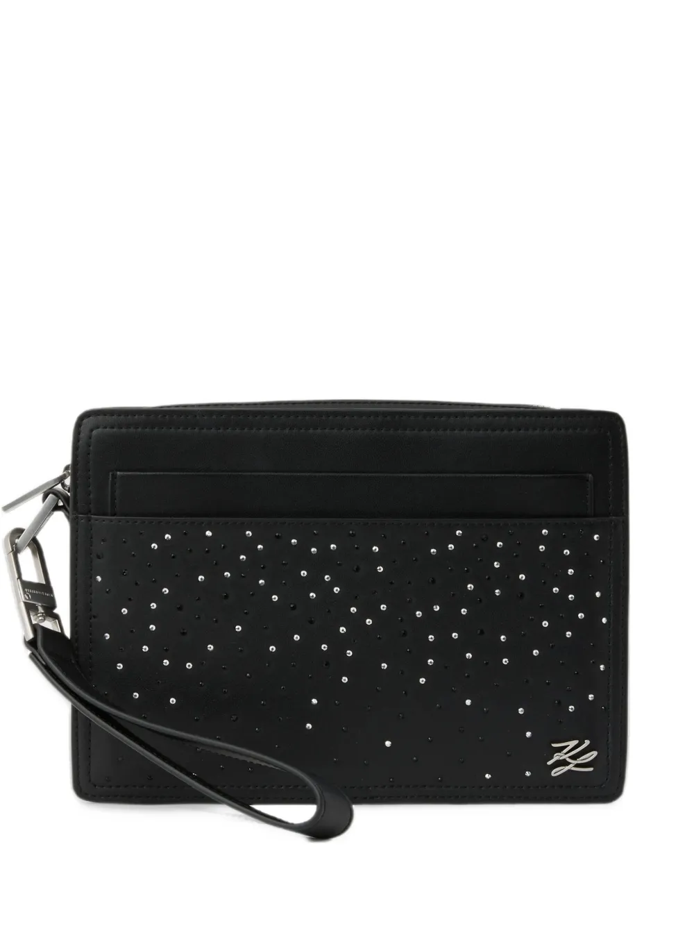 Karl Lagerfeld K/Autograph rhinestone pouch - Nero